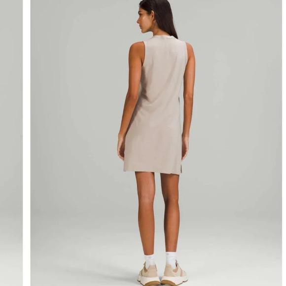 Lululemon Classic Fit Cotton Blend Sleeveless Dress Beige Raw Linen Size 4 - Picture 3 of 8